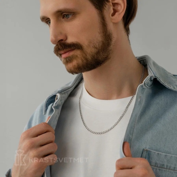 Цепь из серебра 925, плетение «Ромб двойной»